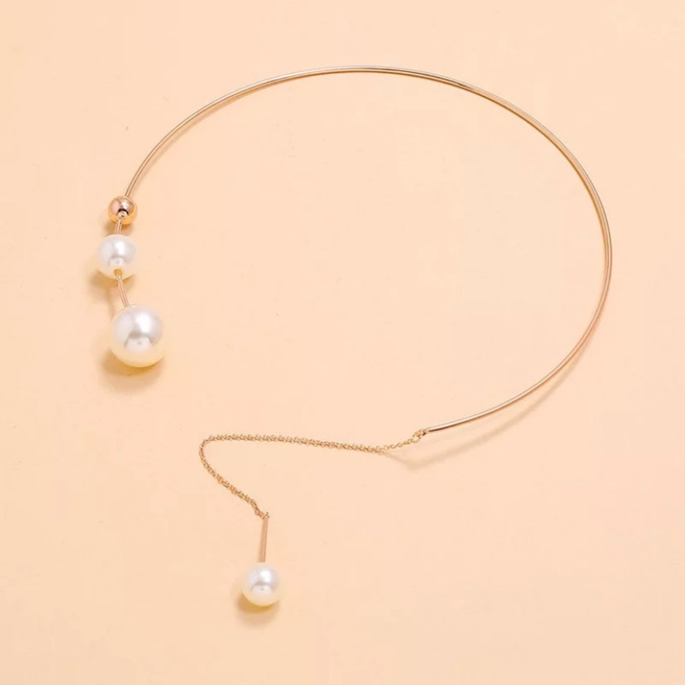 New 18k gold plated imitation pearl necklace - Picture 3 of 5